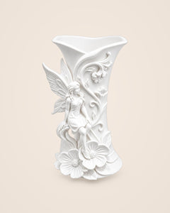 Fairy Vase: Sculpted fairy vase for dried flowers, in matte white or white marble