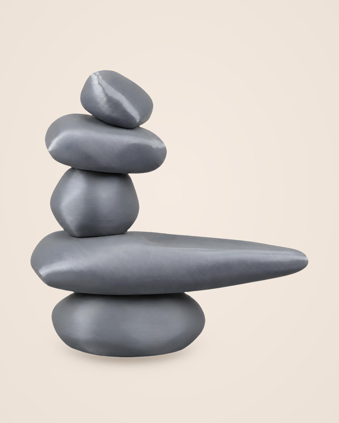 Cairn Incense Holder: Five balanced stones in soft grey, with a flat stone to catch the ash