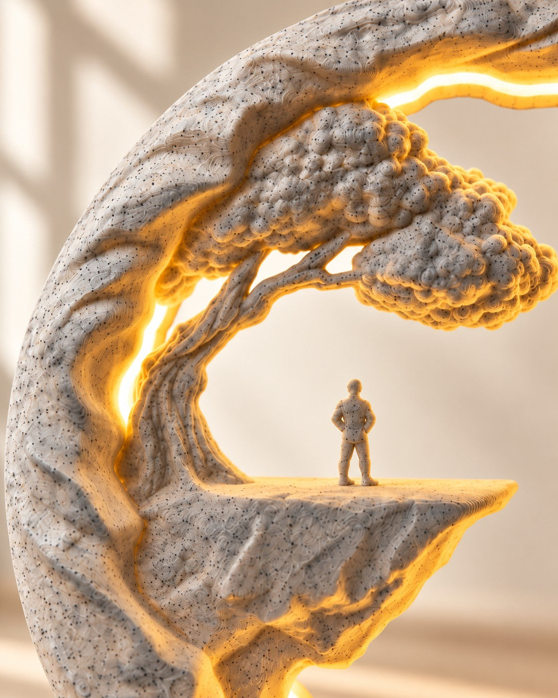 Close-up of The Wanderer Lamp, Personalised showing fine printed layer lines