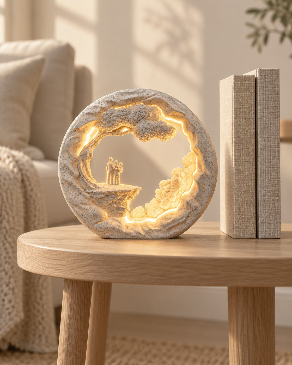 Side by Side Lamp in a calm, softly lit interior, shown at true scale