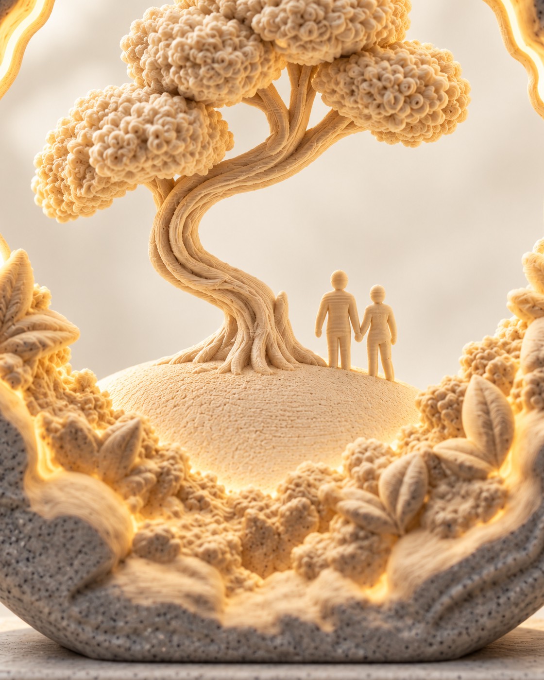 Close-up of the Our Journey Personalised Lamp showing fine printed layer lines