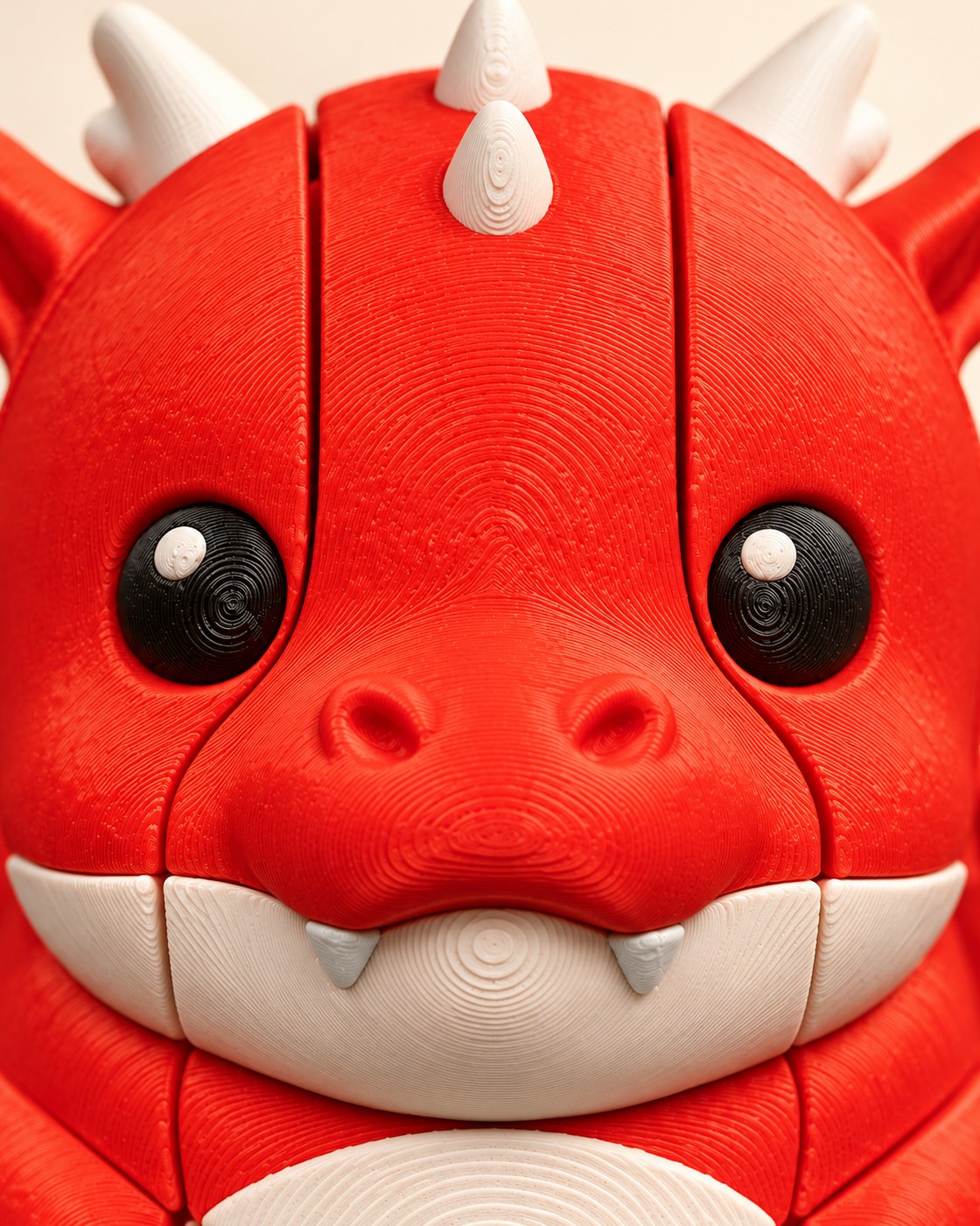 Close-up of the Red Dragon Stacking Puzzle showing fine printed layer lines