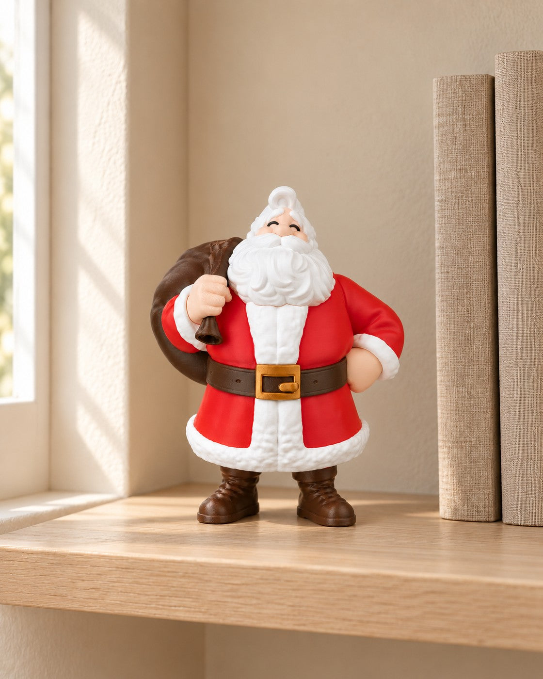 Traditional Santa Figurine in a calm, softly lit interior, shown at true scale