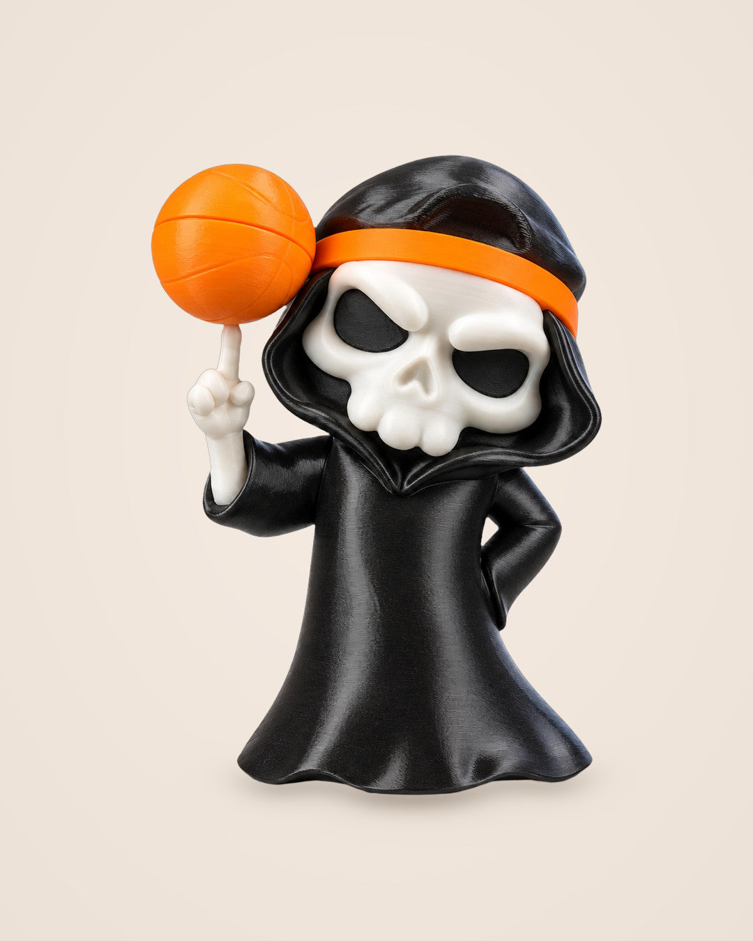 Slam Reaper: Small hooded skeleton balancing a basketball on one finger