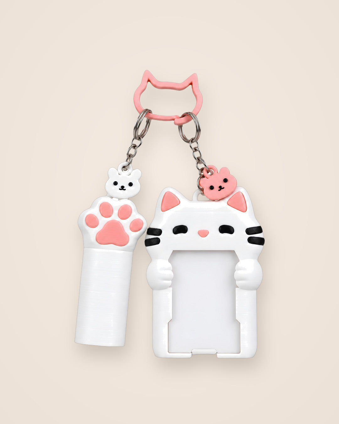 Cat Photocard Keyring Set: A cat photocard holder with a paw case for lip balm