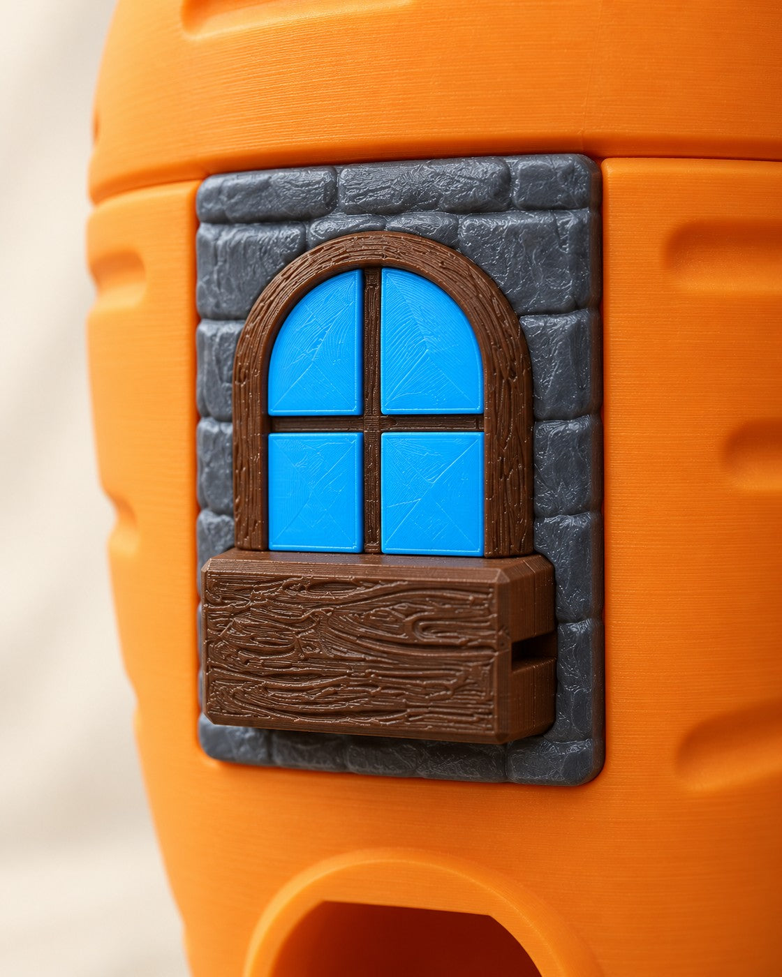 Close-up of the Carrot House Dispenser showing fine printed layer lines