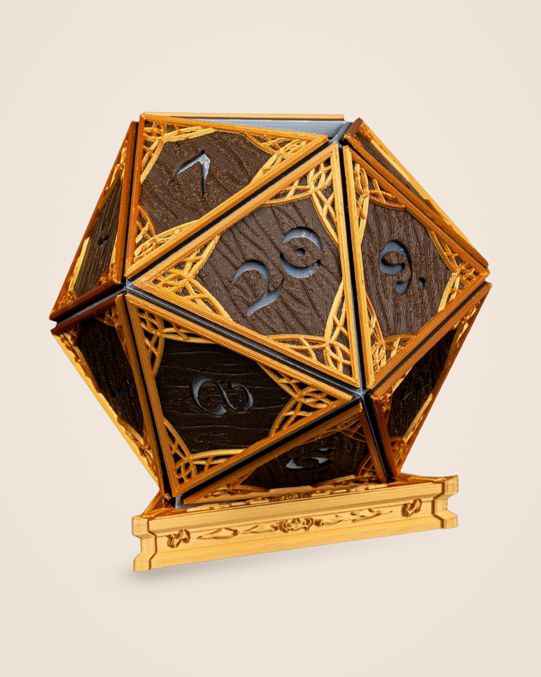Elven Die Planter: Twenty-sided filigree planter with a matching drainage stand