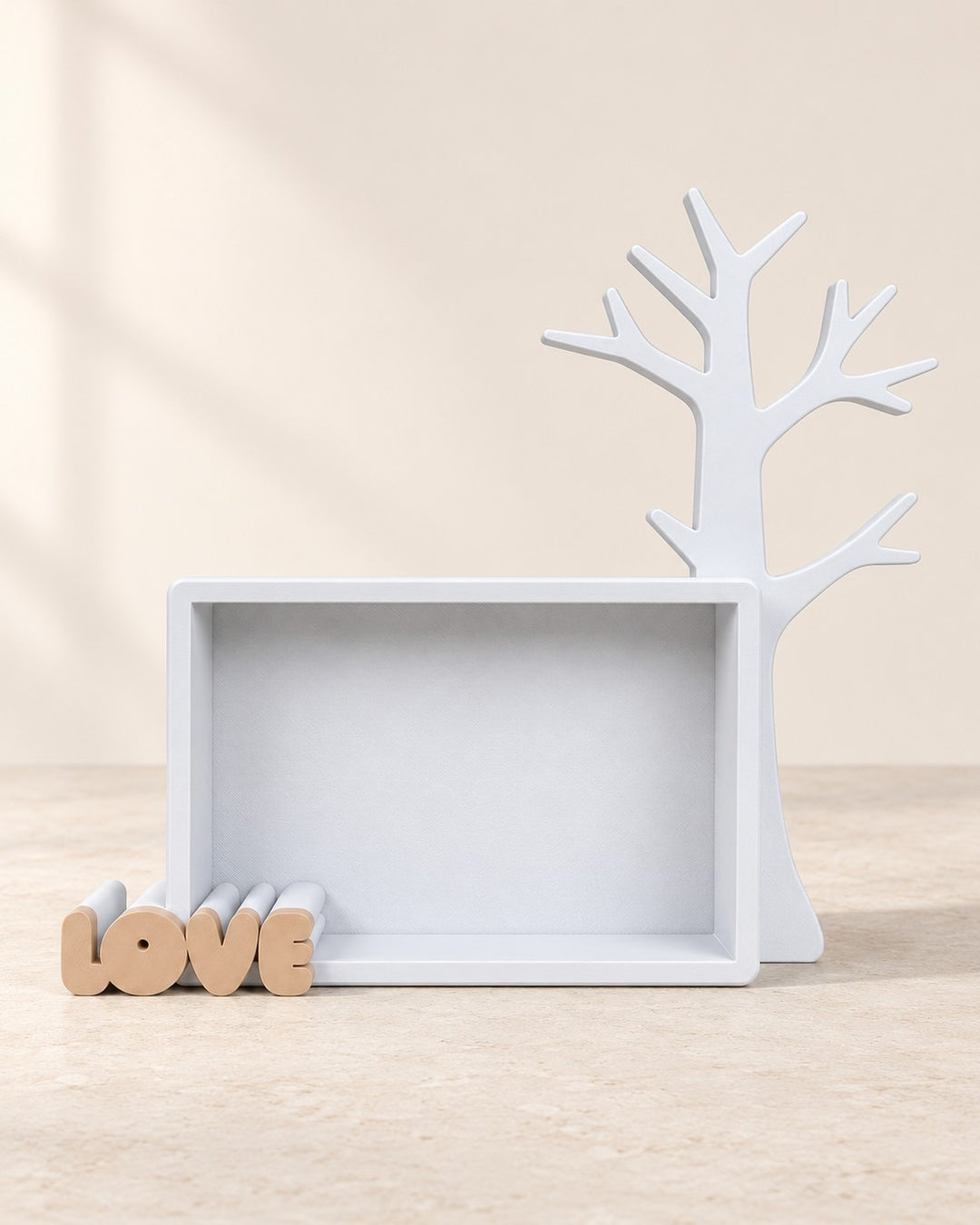 Keepsake Tree: Freestanding photo frame and jewellery tree, with a word of your choice