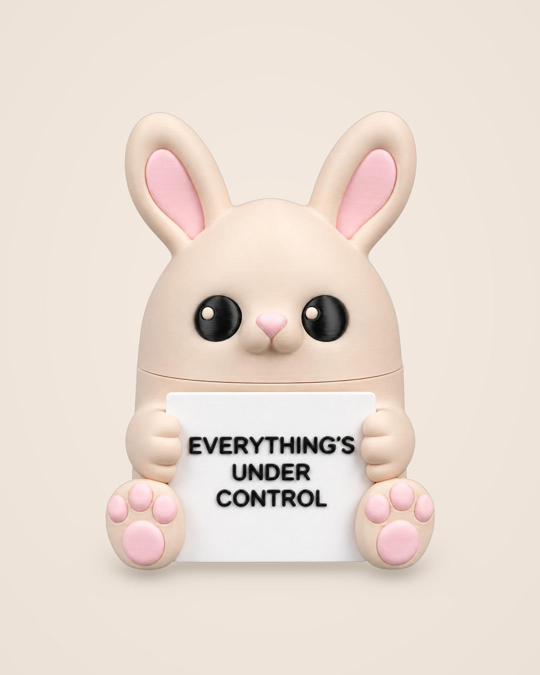 Chill Bunny Desk Ornament: Lift its head to find a much smaller angry bunny hidden inside