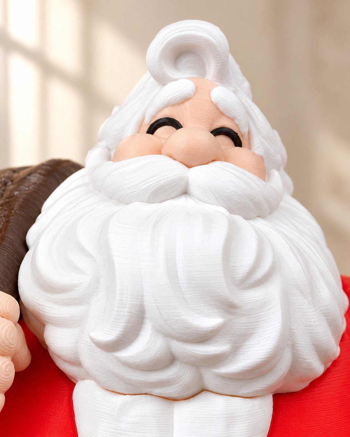Close-up of the Traditional Santa Figurine showing fine printed layer lines