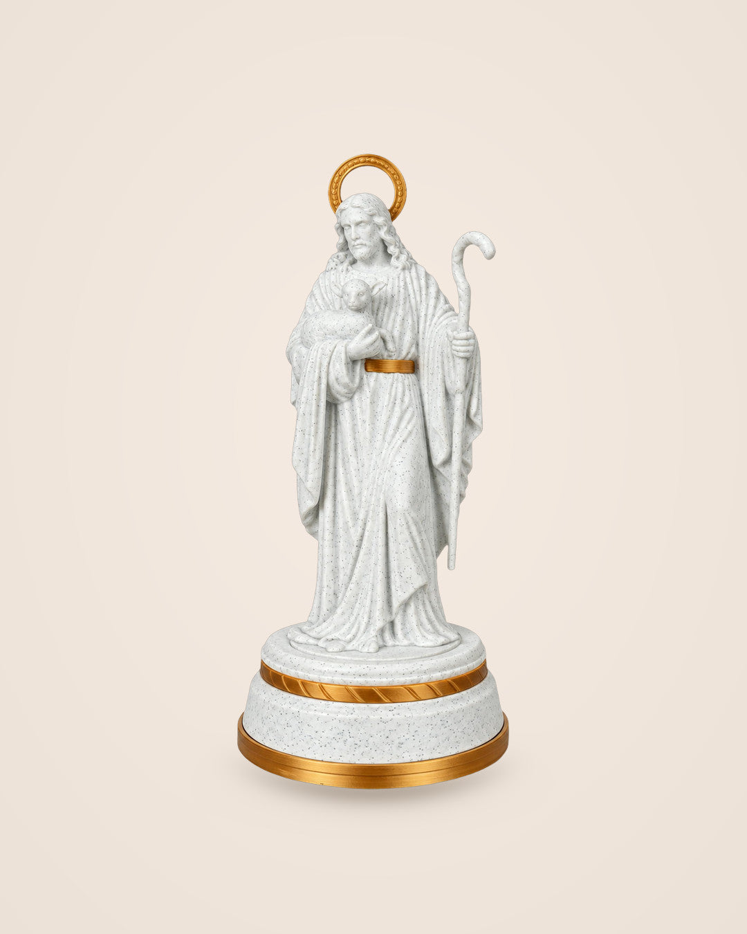 Good Shepherd Statue: A 16 cm illuminated statue with a warm USB LED
