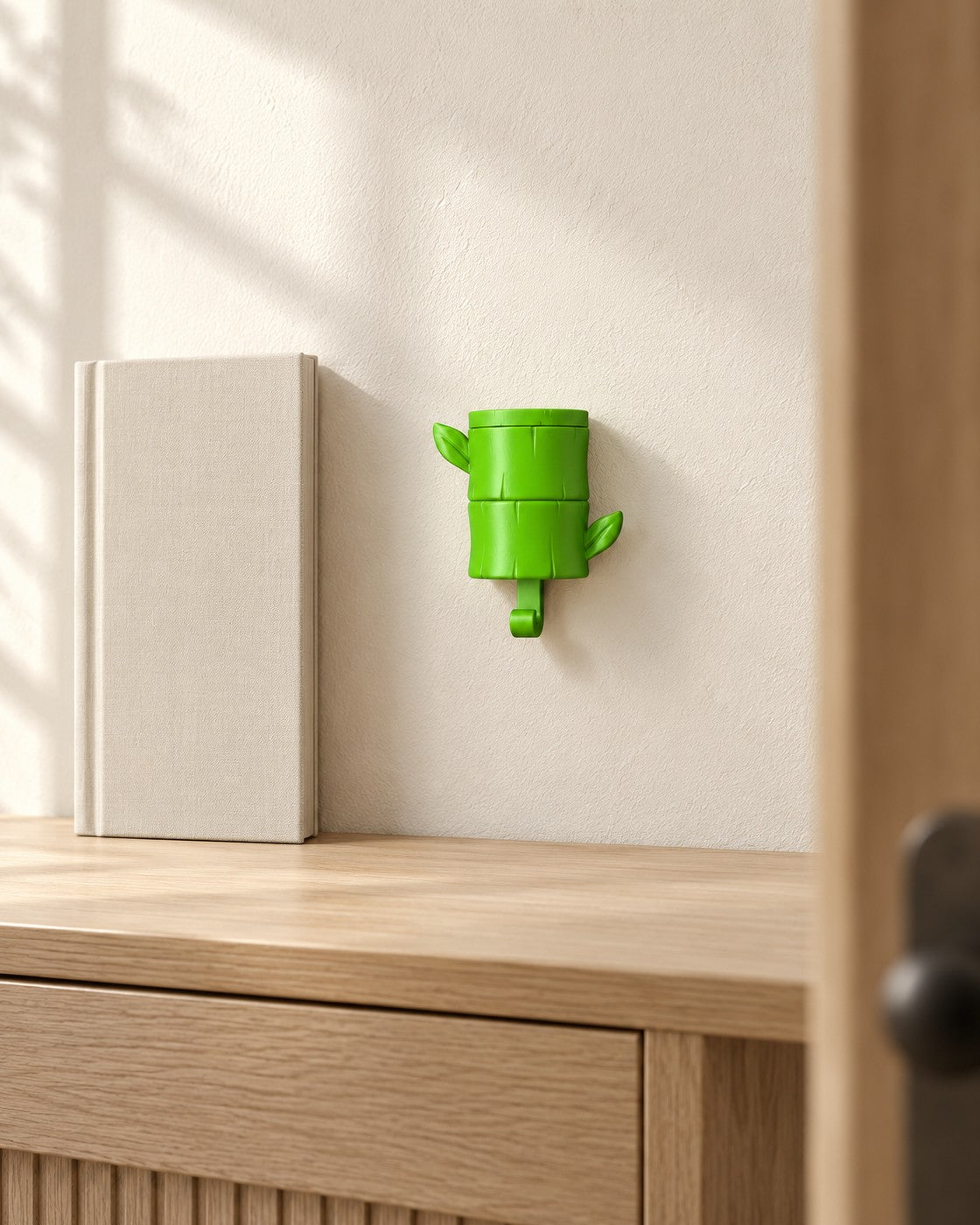 Bamboo Panda Key Holder in a calm, softly lit interior, shown at true scale