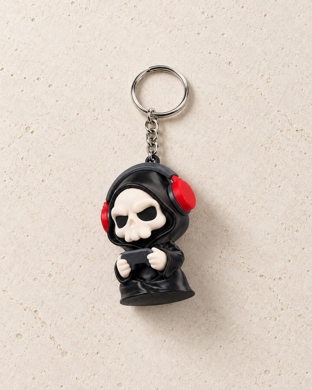 Press F Reaper Keyring: Gaming reaper charm with split ring and short chain