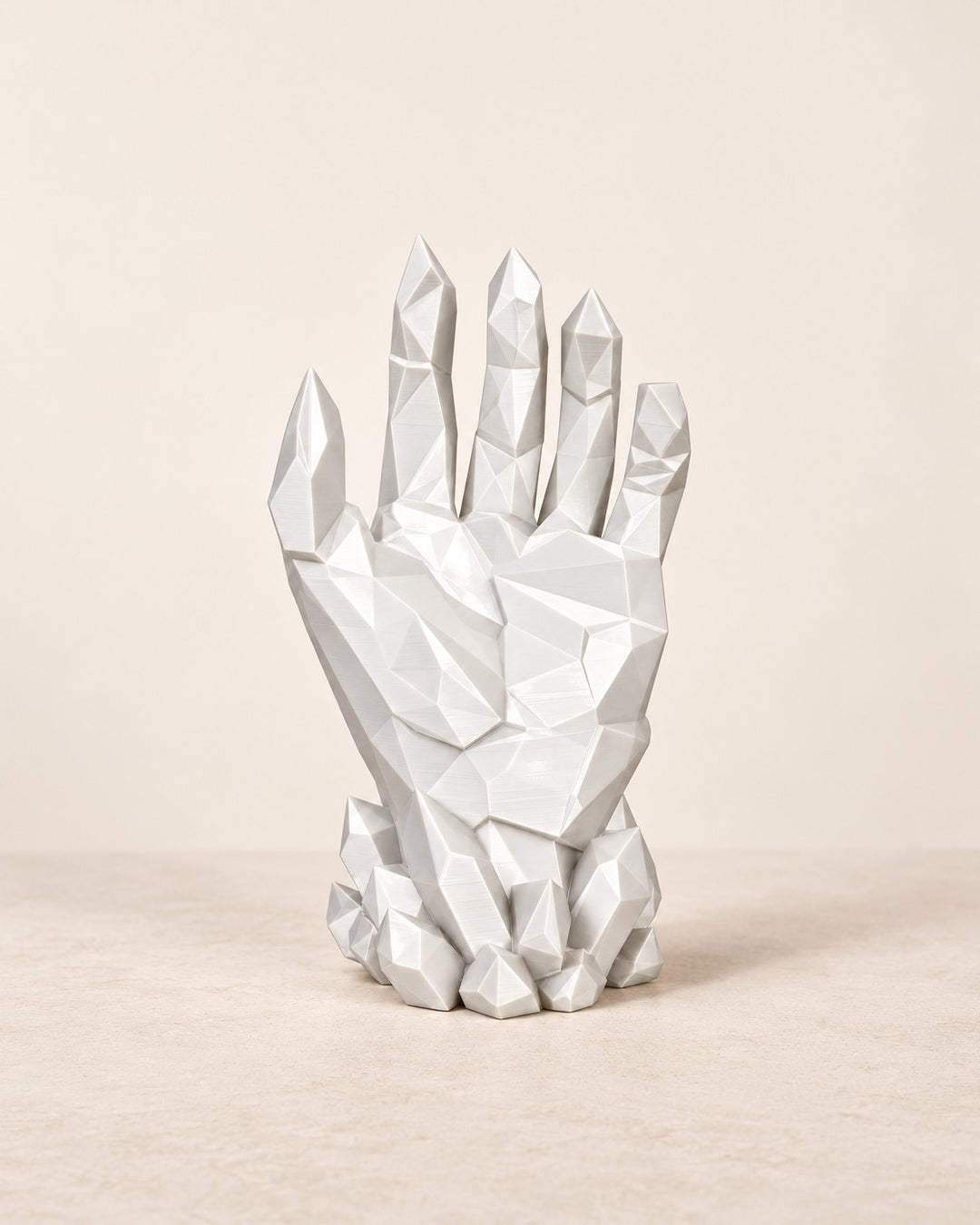 Crystal Hand Stand: Faceted white controller stand in one solid piece