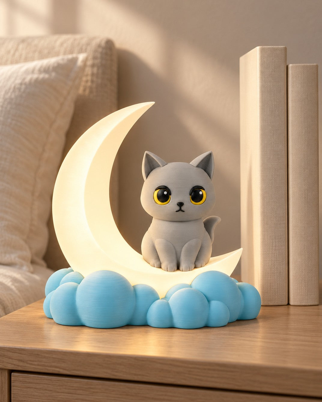 Midnight Glow Lamp in a calm, softly lit interior, shown at true scale