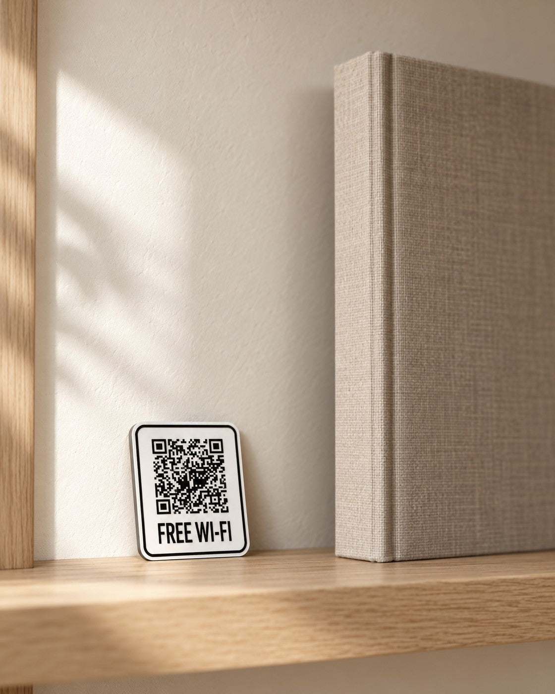 Free WiFi Gorilla Sign in a calm, softly lit interior, shown at true scale