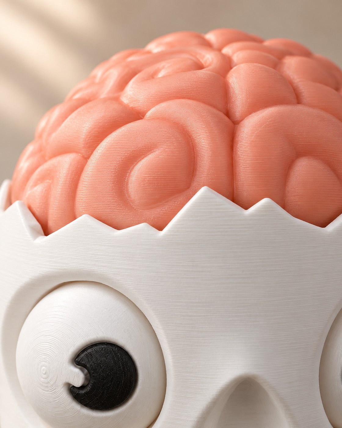 Close-up of the Brain Skull Candy Bowl showing fine printed layer lines