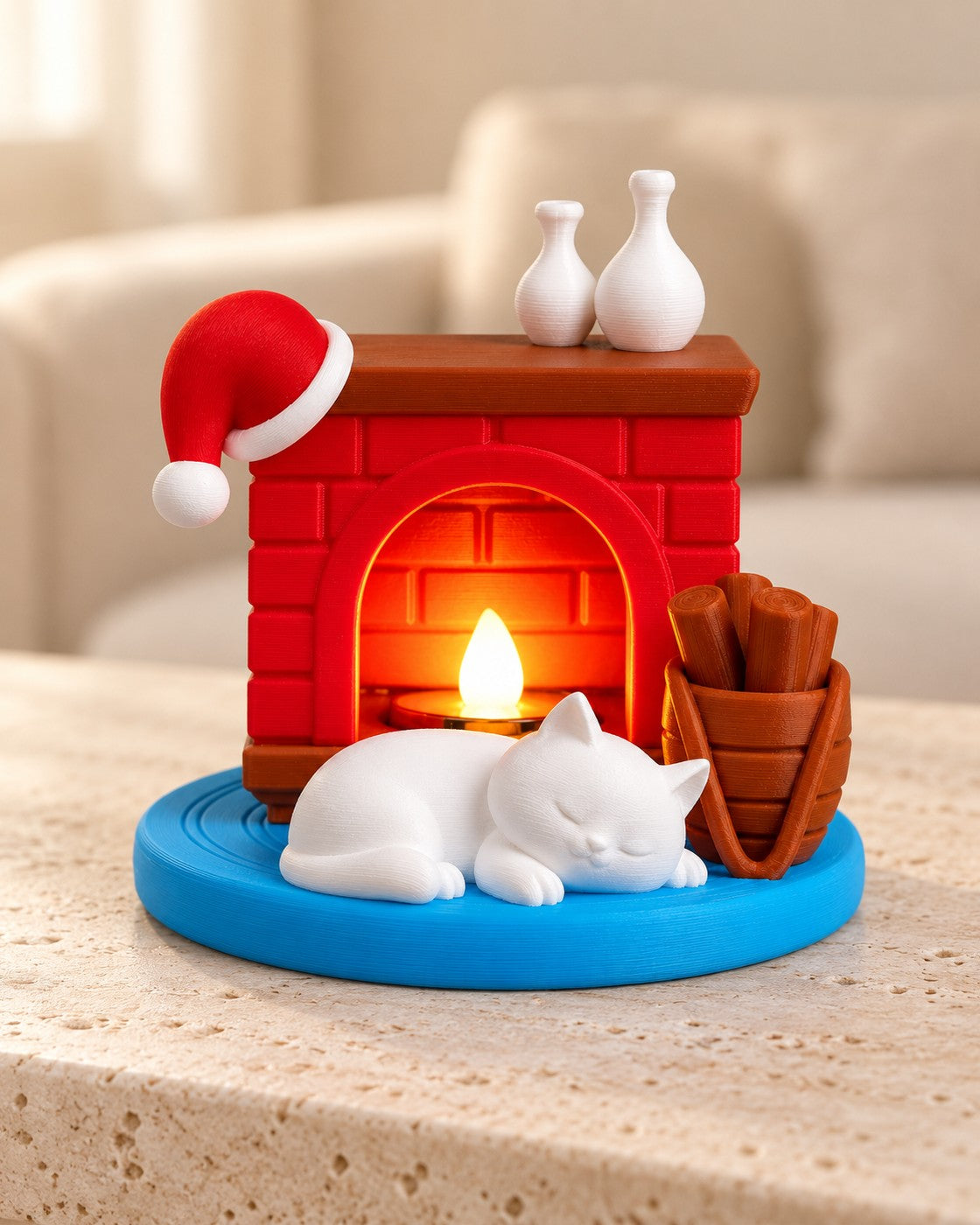 Kitty Night Night in a calm, softly lit interior, shown at true scale