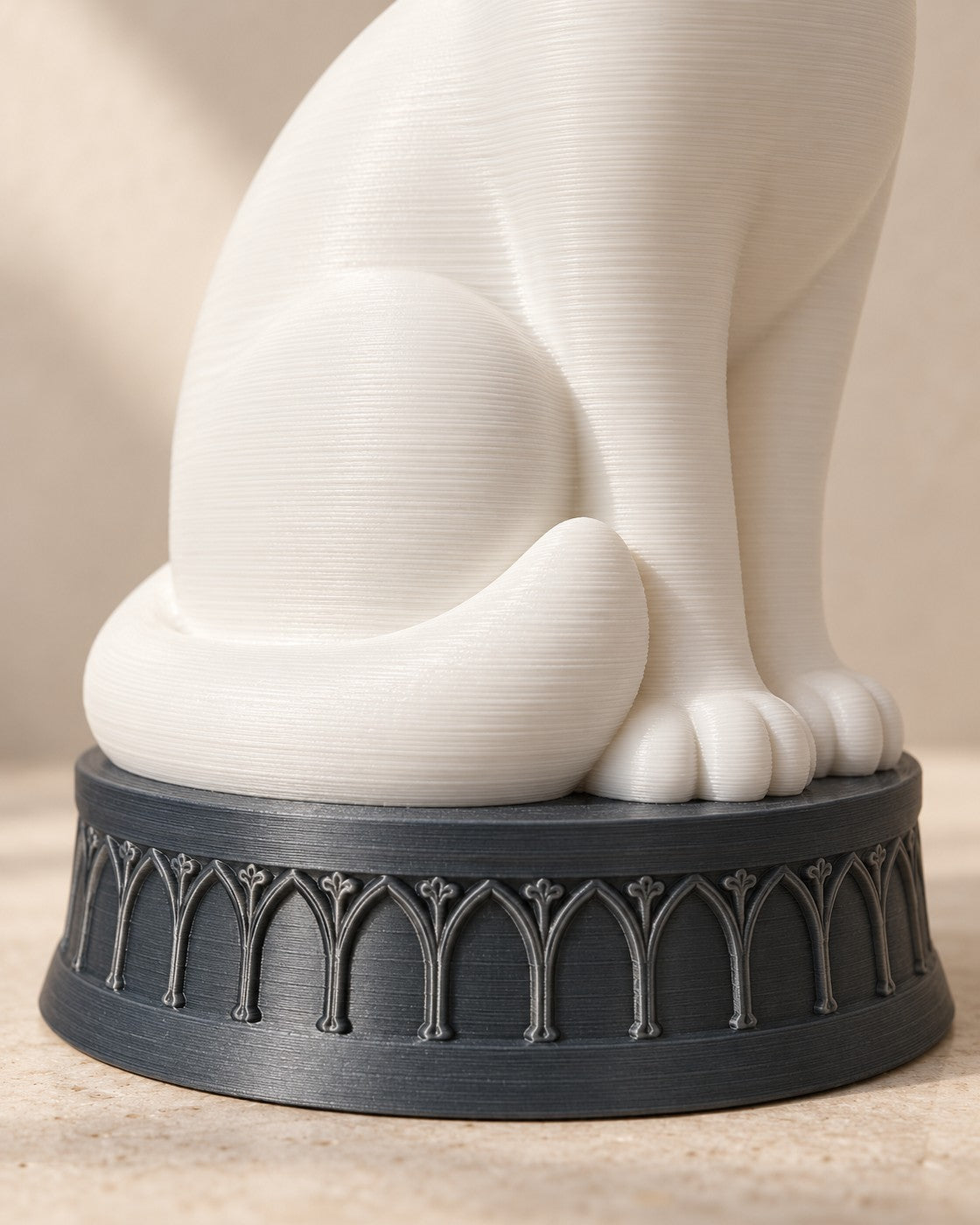 Close-up of the X-Ray Cat Lamp showing fine printed layer lines