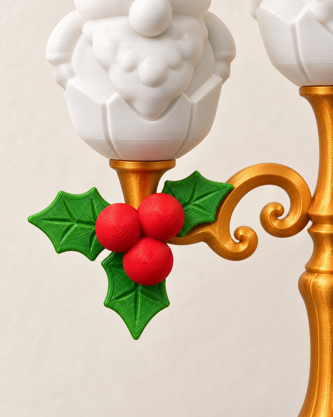 Close-up of the Gnome Candelabra showing fine printed layer lines