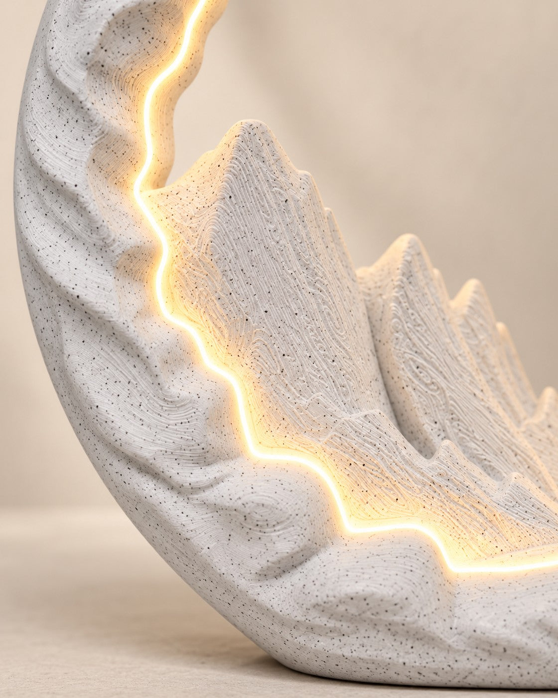 Close-up of the Swing for Two Couple Lamp showing fine printed layer lines