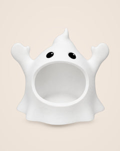 Ghost Sweet Bowl: White ghost-shaped bowl with black eyes, for wrapped sweets