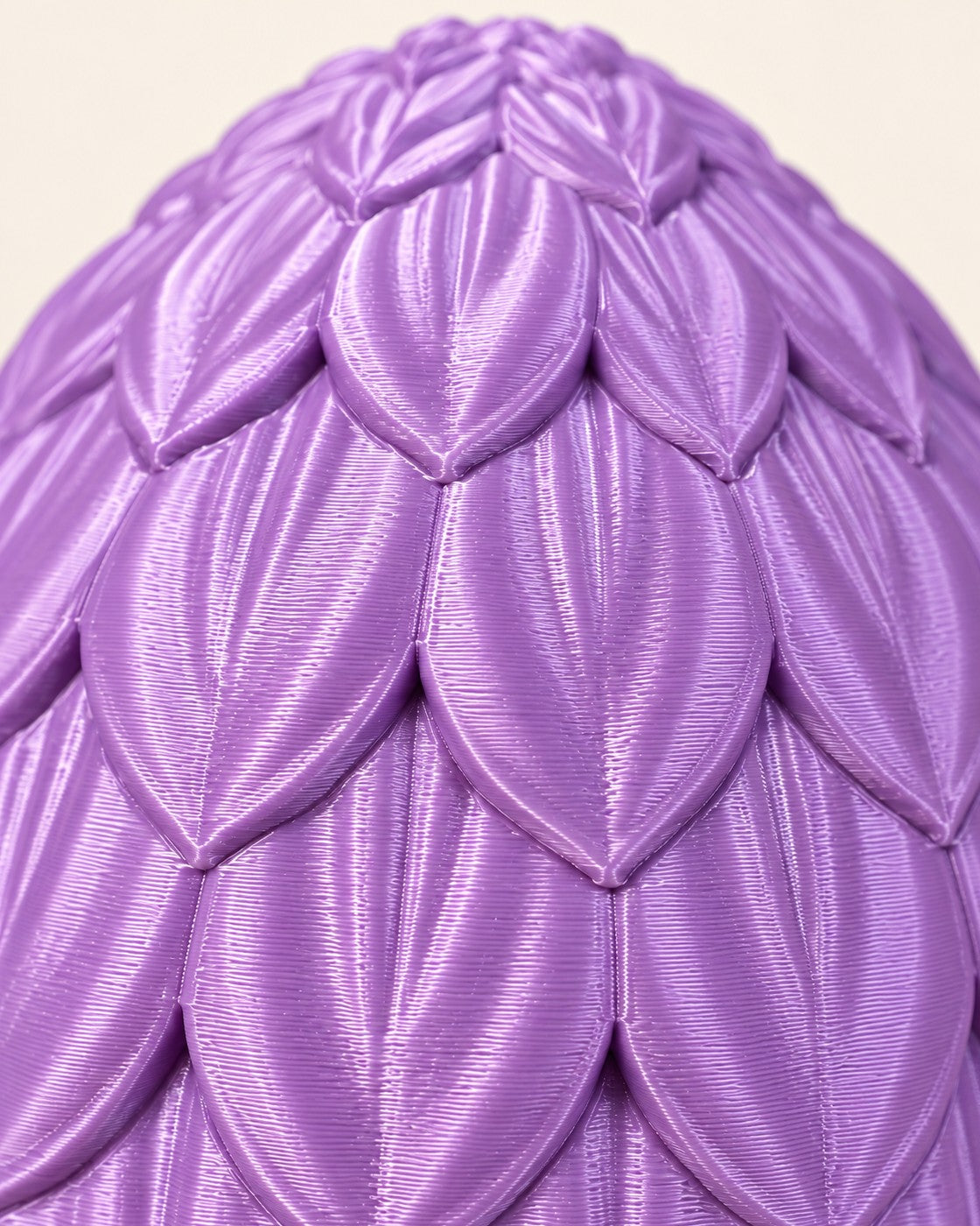 Close-up of the Floral Dragon Egg showing fine printed layer lines
