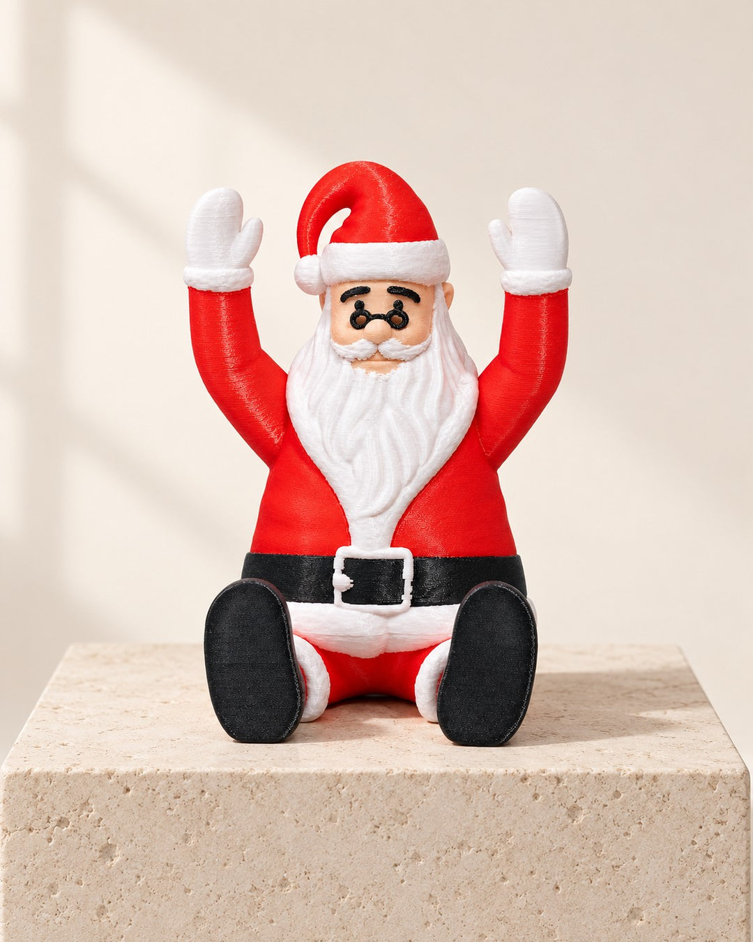 Santa Phone Stand: A festive Santa whose raised arms cradle your phone