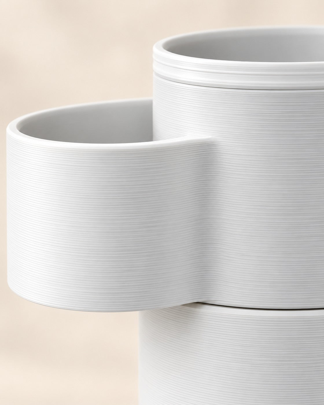 Close-up of the Living Stack Lamp showing fine printed layer lines