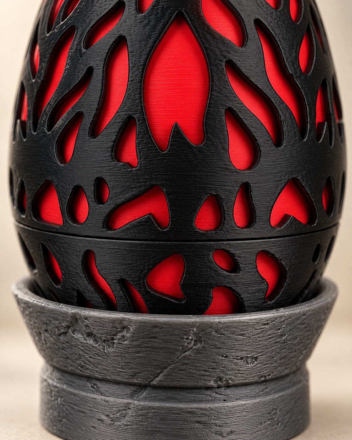Close-up of the Magma Dragon Egg Box showing fine printed layer lines