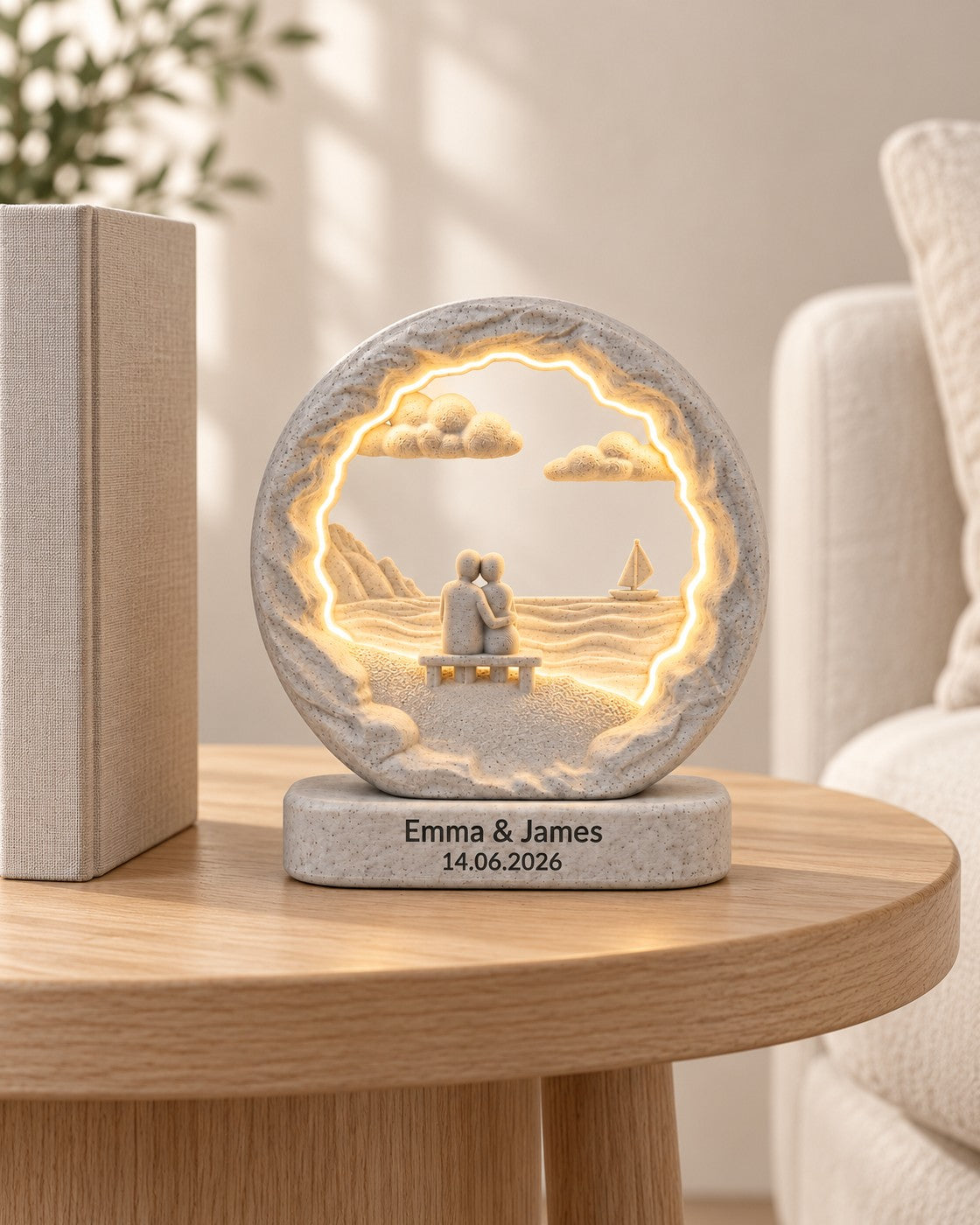 Dockside Dream Lamp in a calm, softly lit interior, shown at true scale