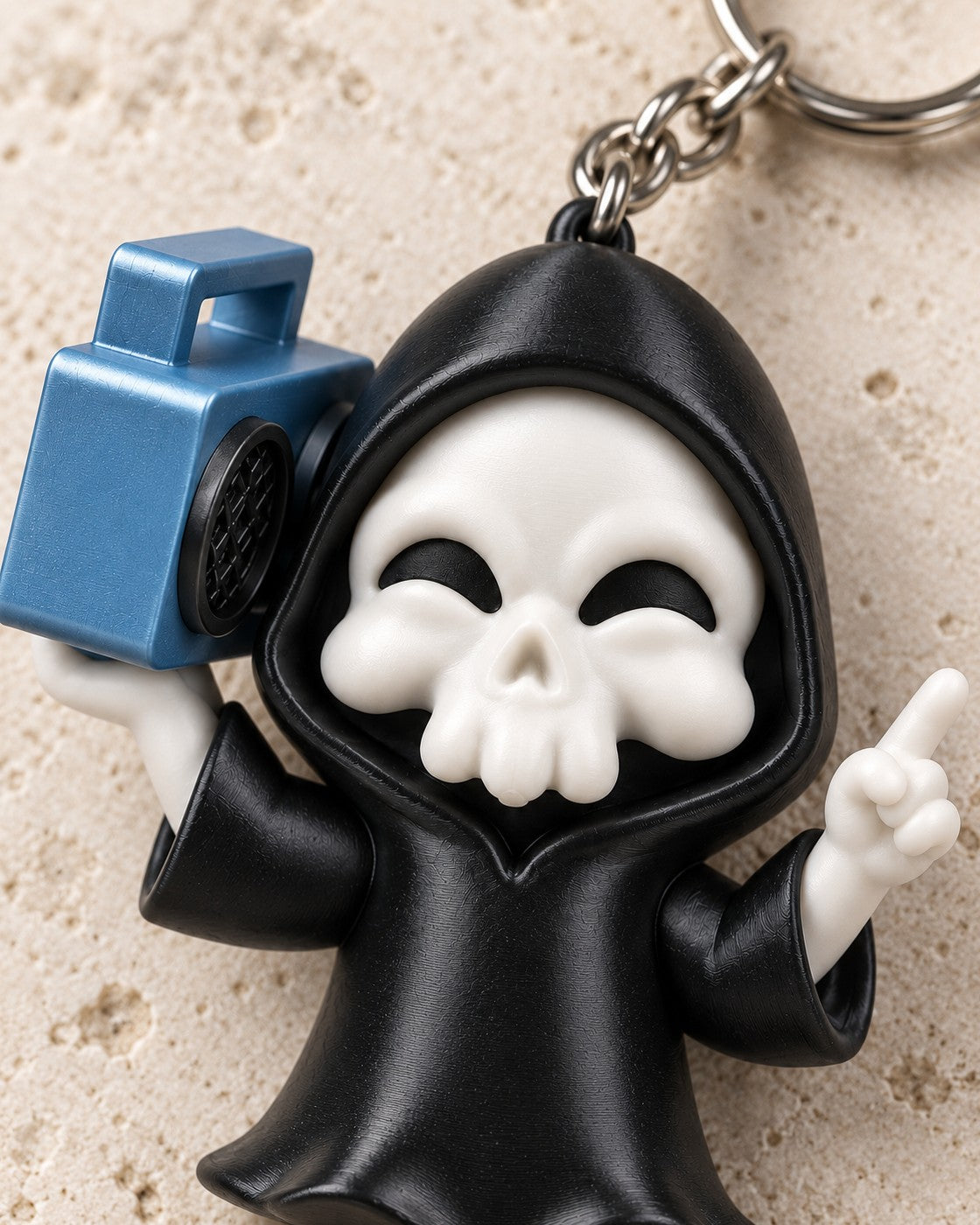 Close-up of the Groove Reaper Keyring showing fine printed layer lines