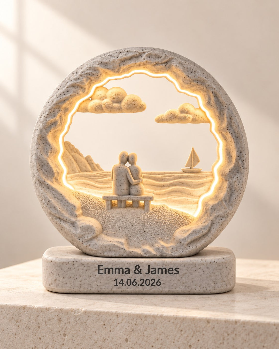 Dockside Dream Lamp: Personalised waterside lamp with two lines of your own words