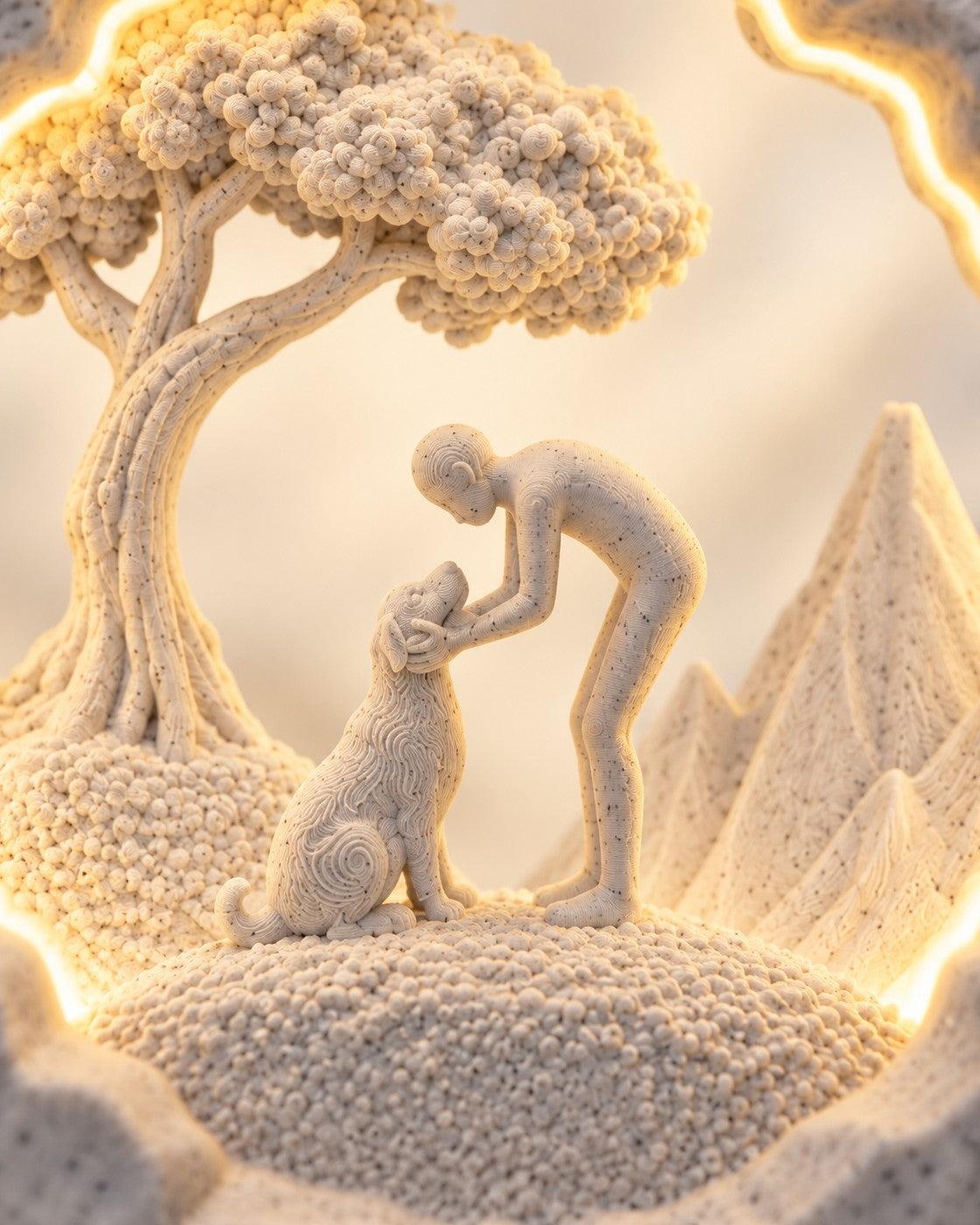 Close-up of the Good Boy Lamp, Personalised showing fine printed layer lines