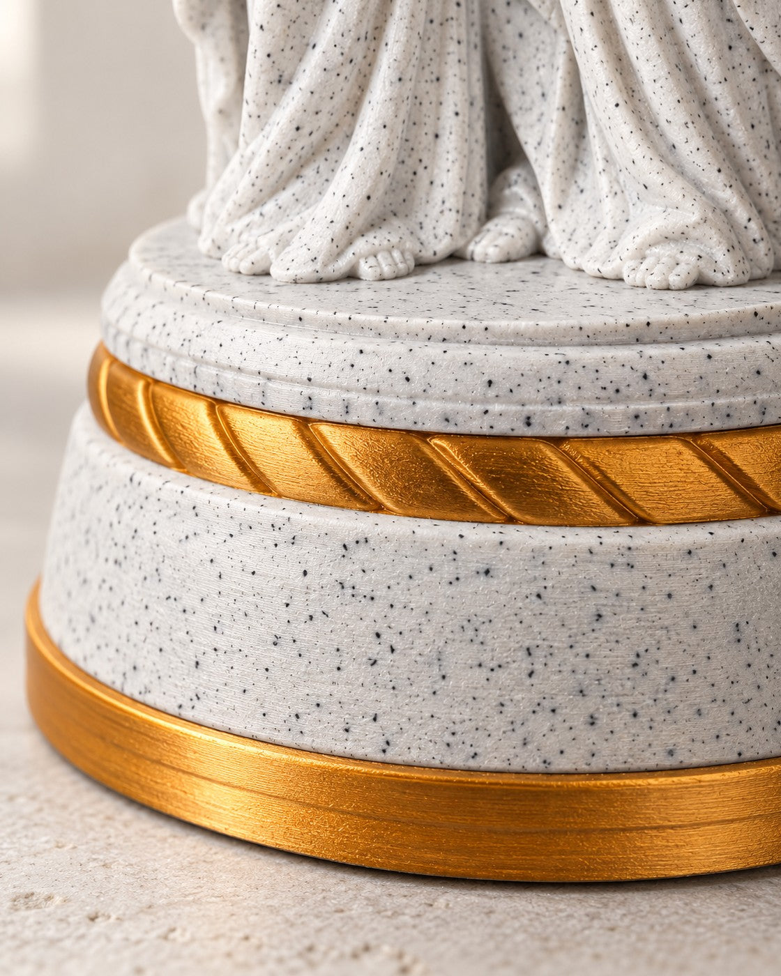 Close-up of the Holy Family Statue showing fine printed layer lines
