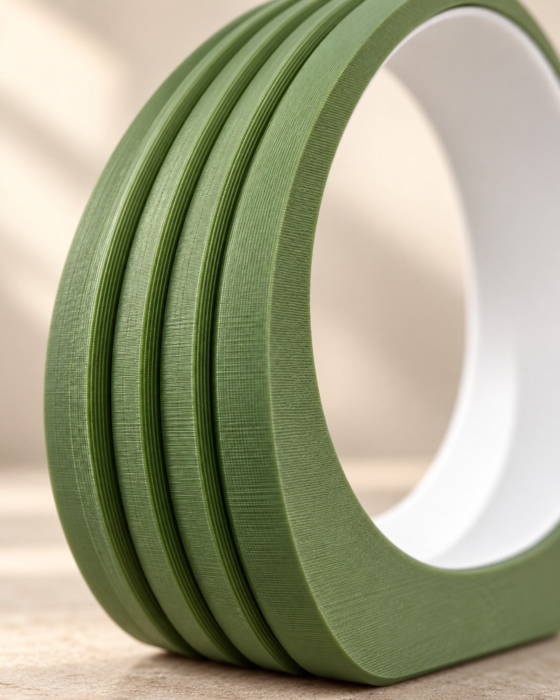 Close-up of the Ring Headphone Stand showing fine printed layer lines