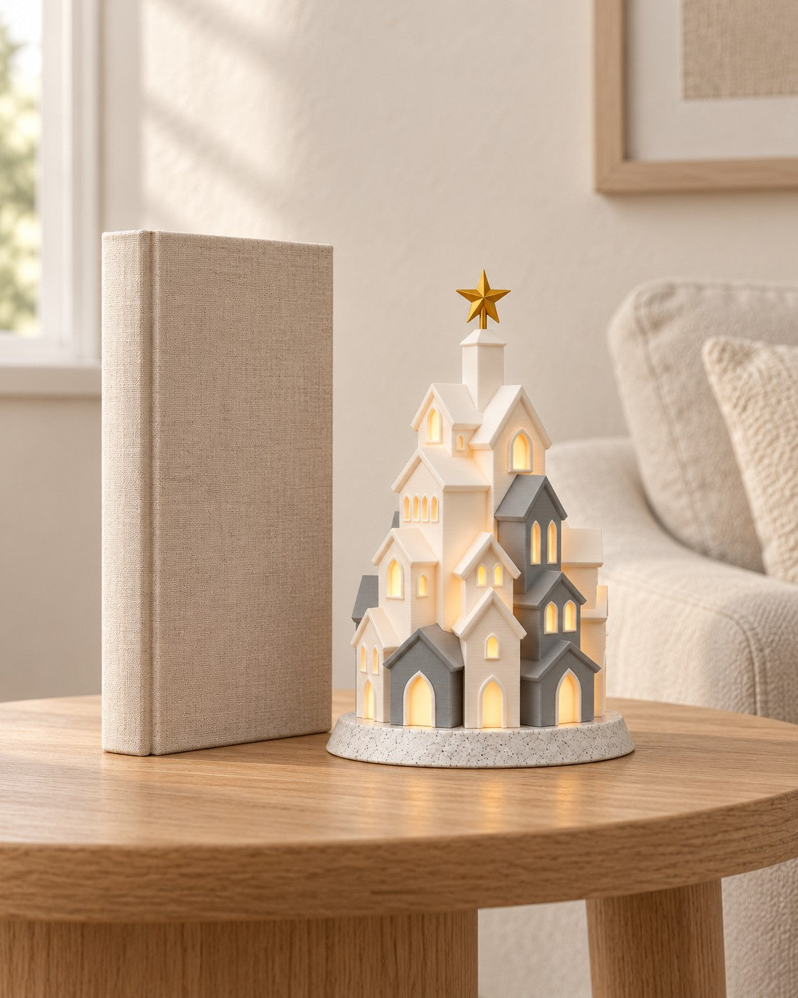 Winter Village Candle Light in a calm, softly lit interior, shown at true scale