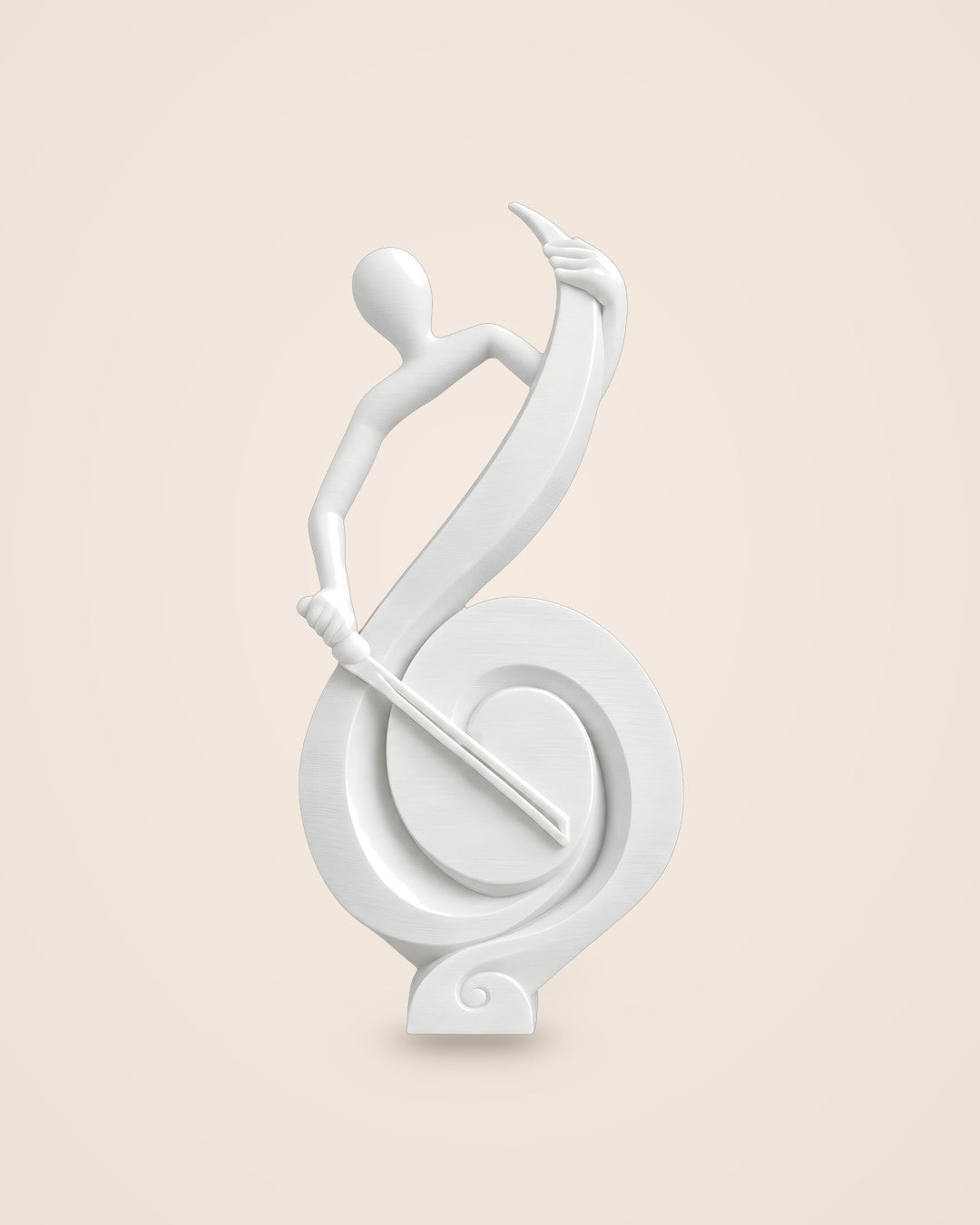 Treble Clef Vase: Matte white sculpture with a slim opening for dried stems