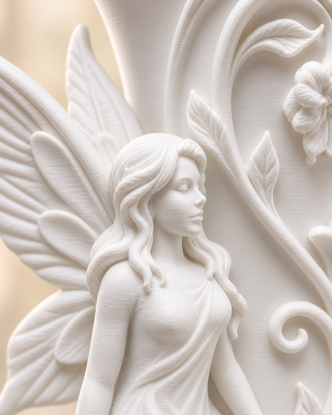Close-up of the Fairy Vase showing fine printed layer lines