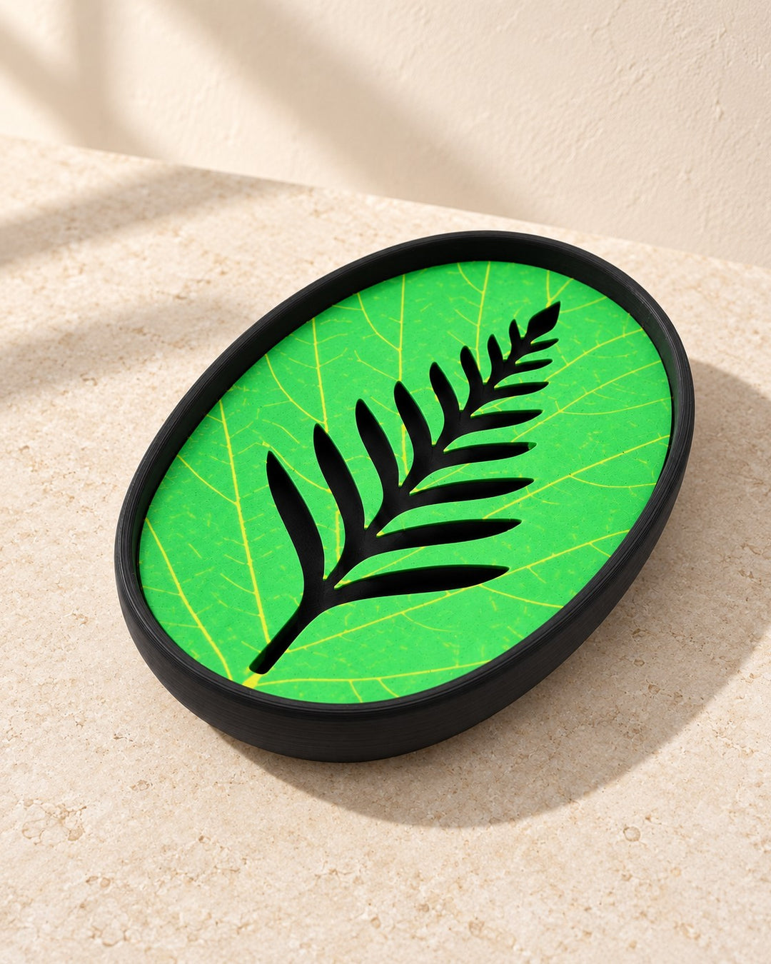 Fern Soap Dish: Two-piece botanical soap dish in black and green
