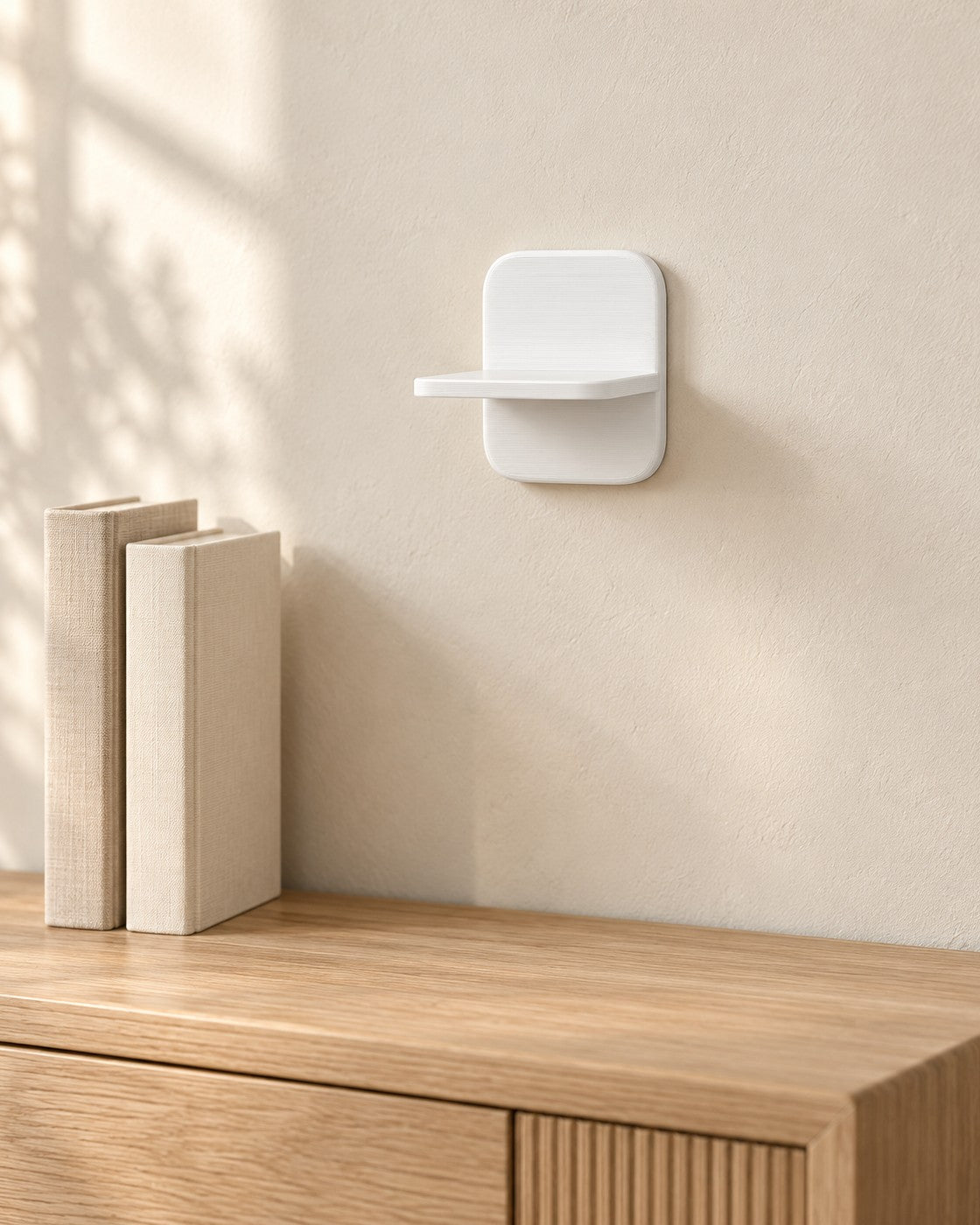 Small Floating Shelf in a calm, softly lit interior, shown at true scale
