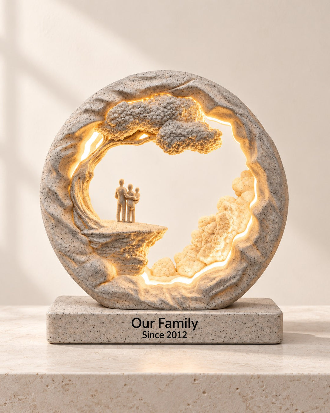 Side by Side Lamp: Personalised family lamp with a warm 12 V LED glow