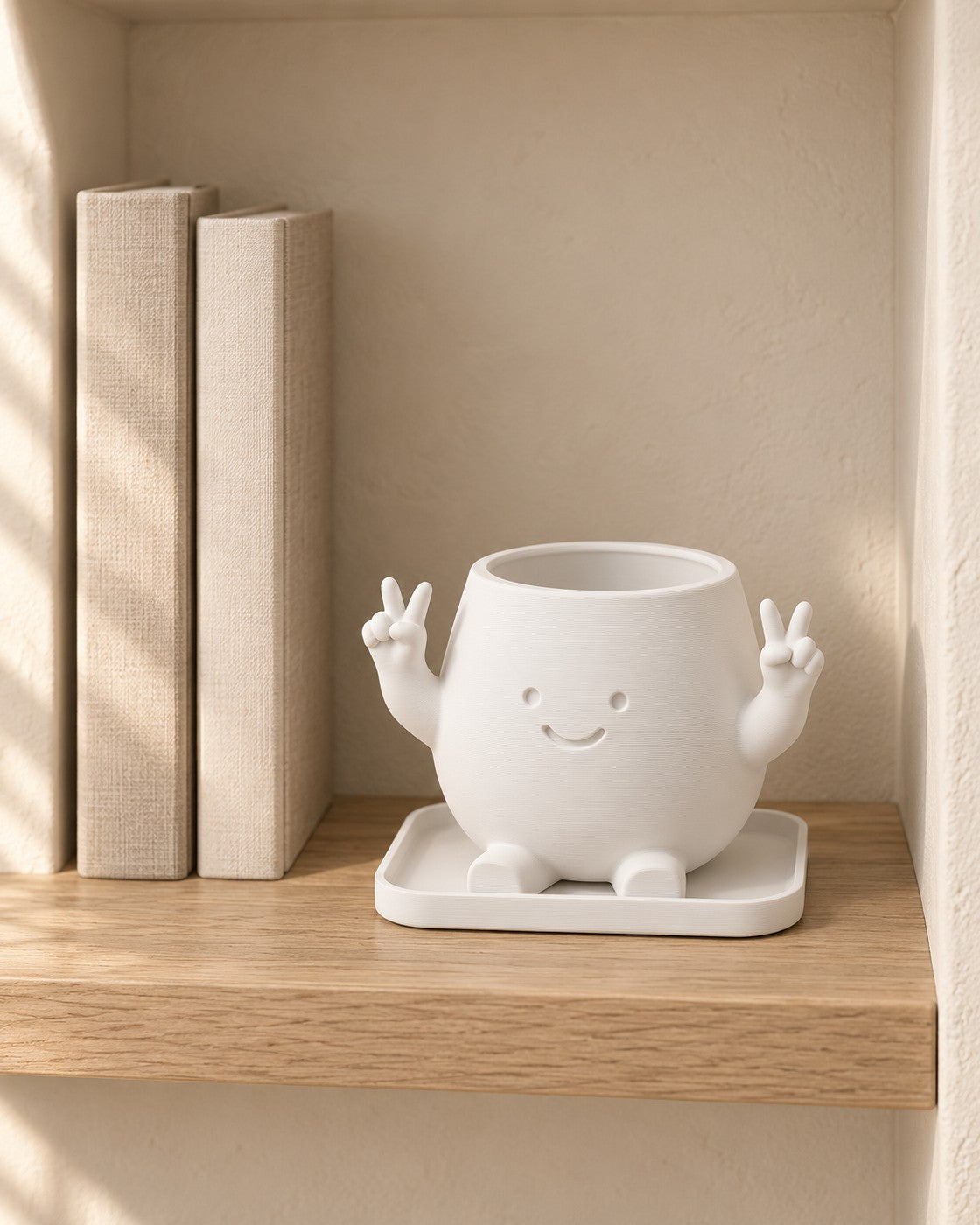 Zuki Planter in a calm, softly lit interior, shown at true scale