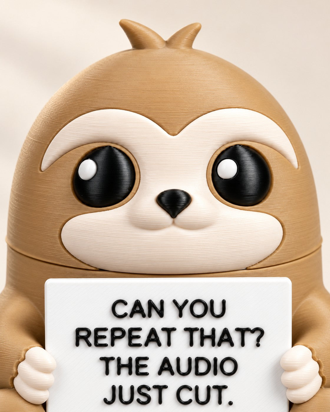 Close-up of the Hidden Sloth Ornament showing fine printed layer lines