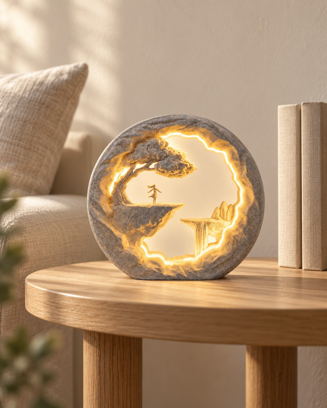 The Dreamer Lamp in a calm, softly lit interior, shown at true scale