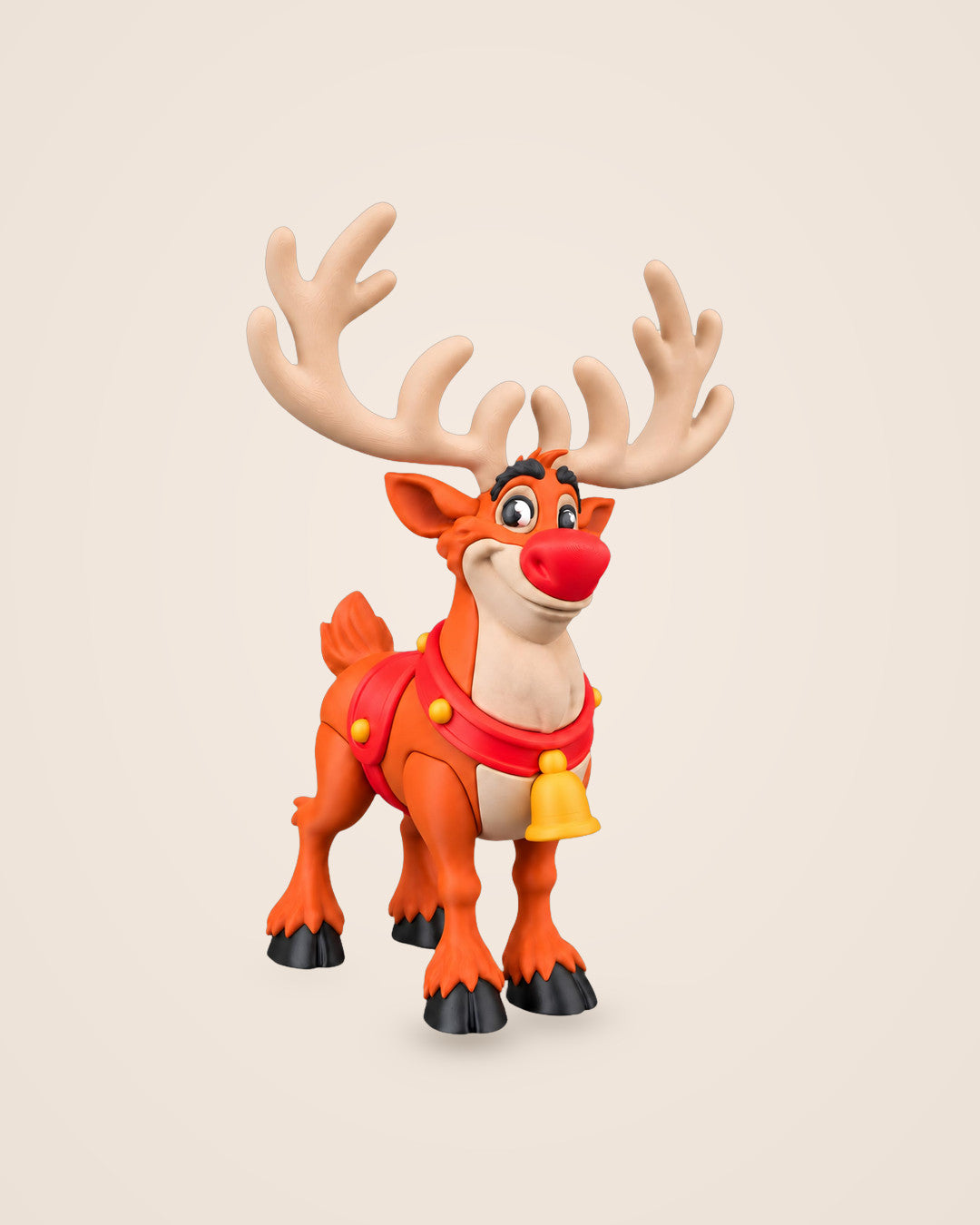 Red Nose Reindeer: Hand-finished 23 cm festive figurine with saddle, collar and bell