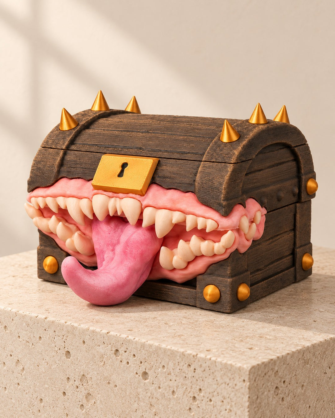 Mimic Chest Deck Box: Trading-card deck box with a grinning mouth and magnetic lid