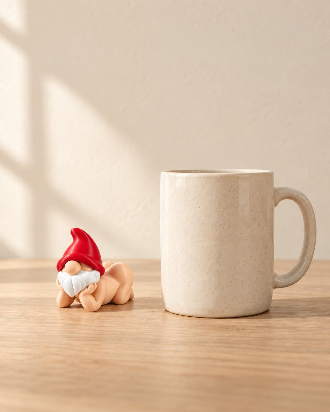 Cheeky Gnome in a calm, softly lit interior, shown at true scale