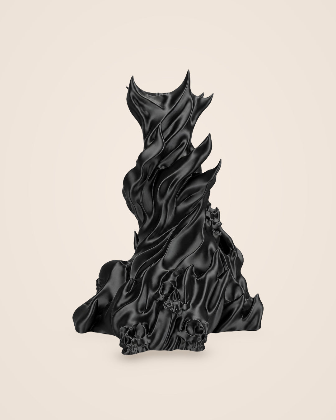 Flame and Skull Stand: Freestanding headphone and controller stand in satin black