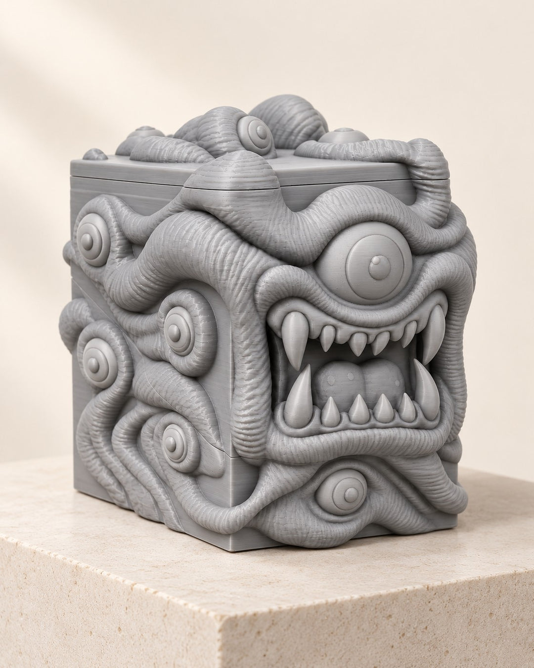 All-Seer Deck Box: Many-eyed hinged deck box with a magnetic close